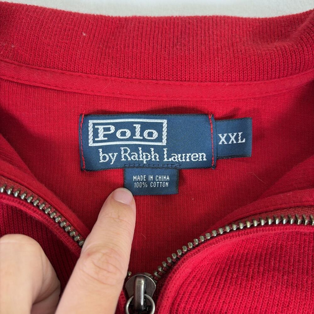 Polo Ralph Lauren Mens XXL Red Quarter Zip Pullovers Pony Cotton Bnfts Charity - Picture 3 of 10